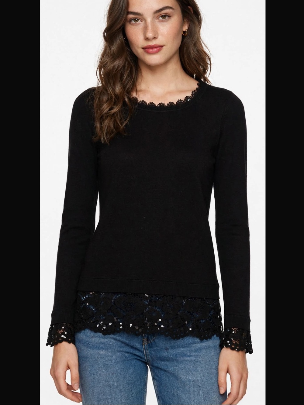 Adrianna Papell Black Embellished Blouse